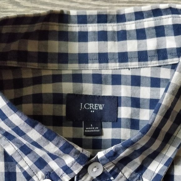 J. Crew Washed Shirt Two-Tone Gingham Check Plaid Broadcloth Button Down L - Picture 6 of 6